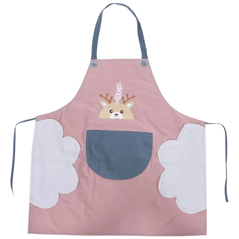 

Красивые фартуки с розовым оленем для женщин, с карманами, 2-сторонние бархатные полотенца кораллового цвета, водонепроницаемые и маслостой...