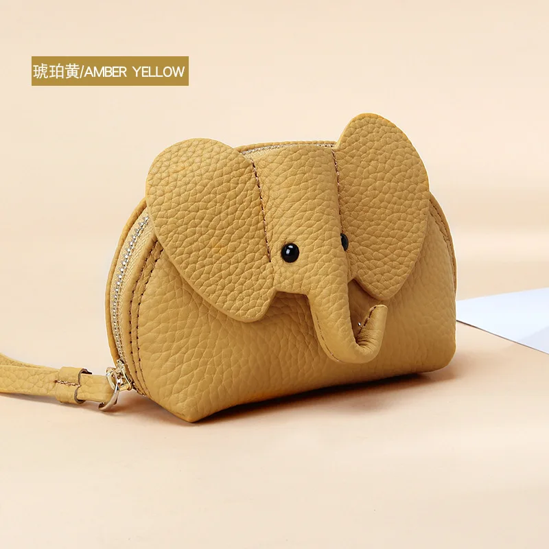 Japanese creative ins style cute elephant zipper small wallet female fresh and small genuine leather coin purse