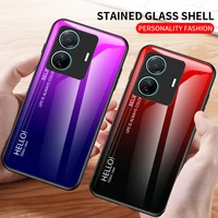 solid color gradient case for vivo iqoo neo6 neo5 5pro tempered glass phone case for vivo z5x y7s s12pro s15e s10e s7