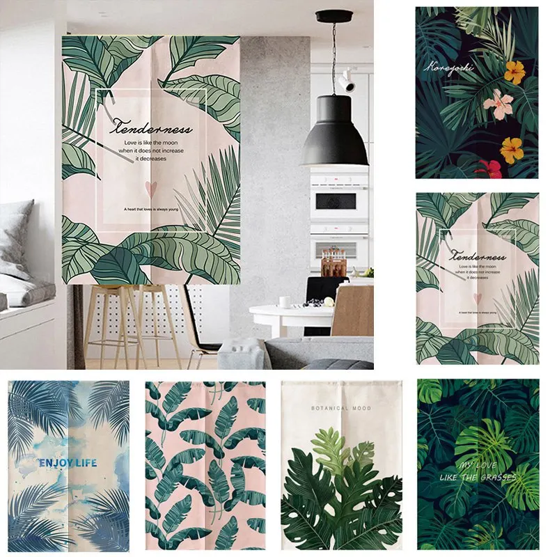 

Modern Tropical Green Plant Leaf Shower Curtains Bathroom Curtain Fabric Waterproof Polyester Bathroom Partition Curtain