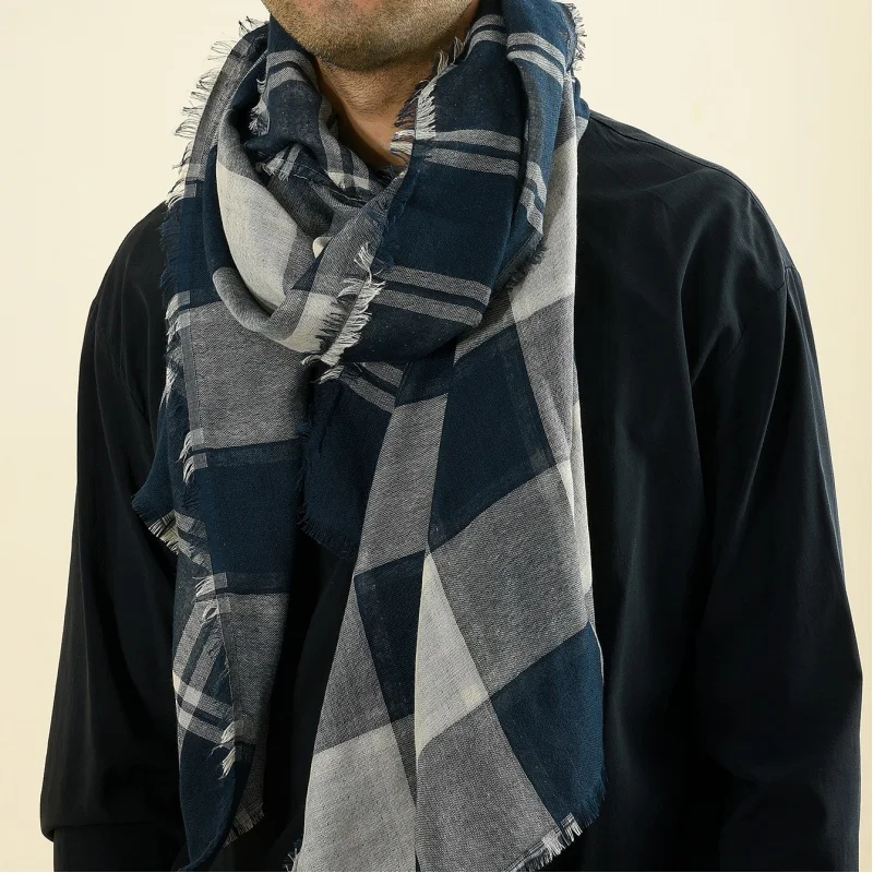 

British Casual Tassel Scarf Wholesale Export New Men's Plaid Double-Sided Yarn-Dyed Scarf Fall Winter Men