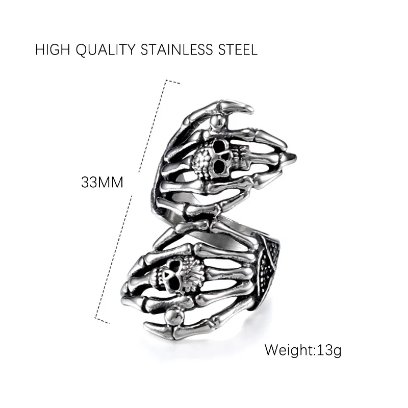 Кольцо с черепом мужское/женское из нержавеющей стали 316L | Украшения и аксессуары
