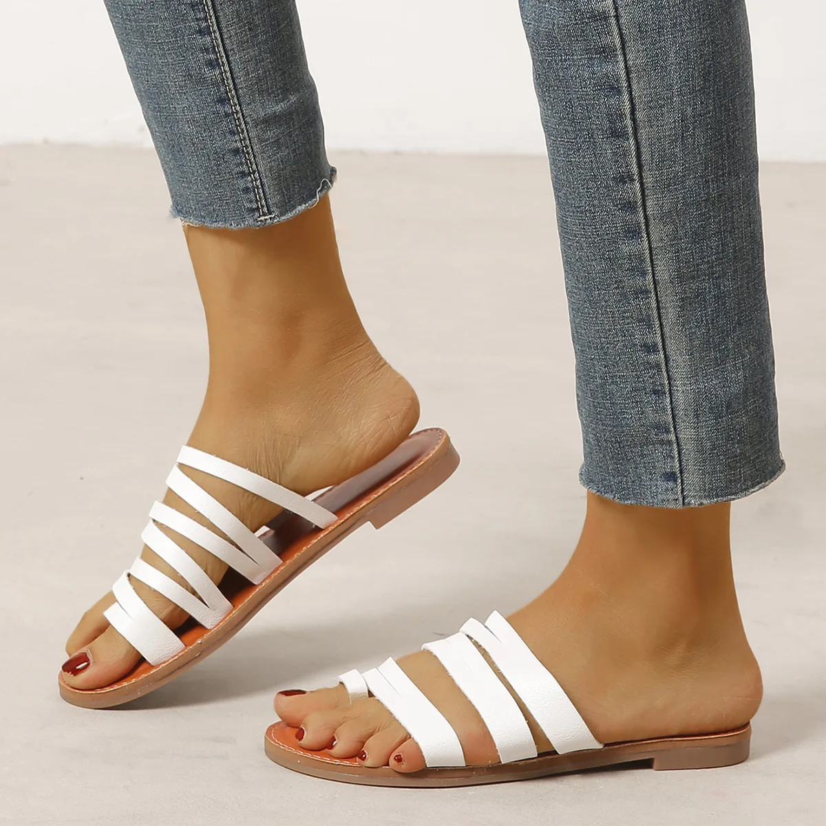 

Women's Summer New Fashion Rubber Solid Outside Solid Color Sandal Ladies Shoes