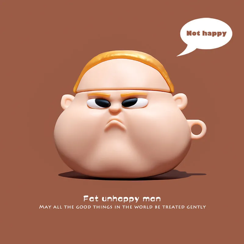 

3D Silicone Cases for Airpods 1 2 Protective Wireless Earphone Charging Cover for Airpods Case Cute Cartoon Blond Fat Head