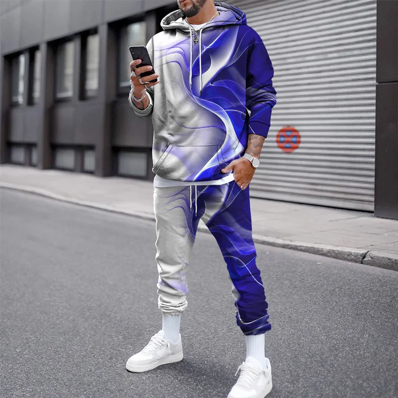 

Casual 3D Printing Sport Suit Men 2 Piece Hoodies Sweatpants Tracksuit Men Set Short Sleeve Summer Casual Long Sleeve Male Sets