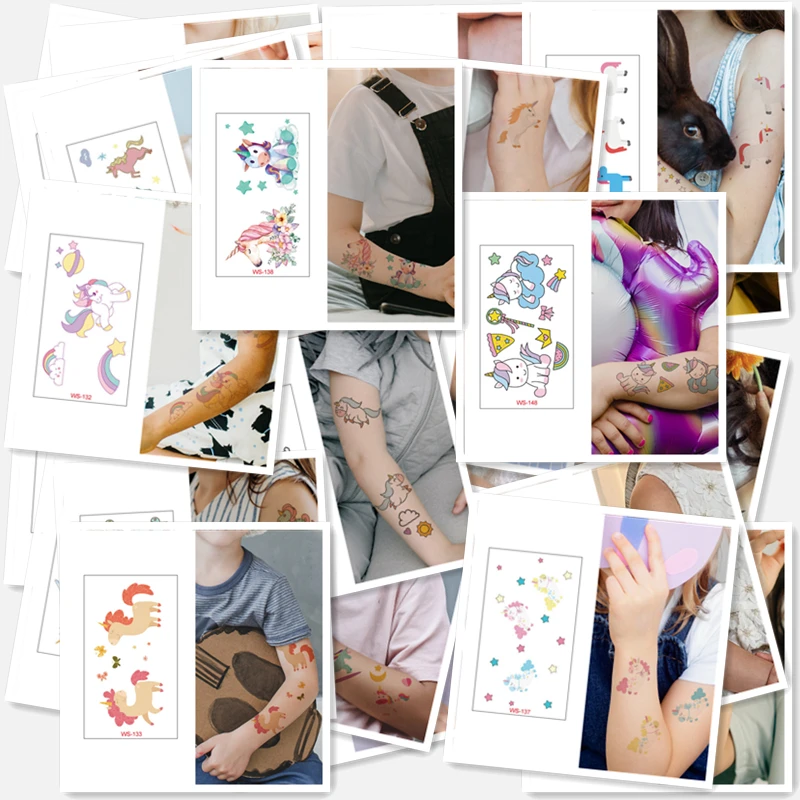 Оригинальные тату-наклейки с единорогом Детская Милая мультяшная кукла день