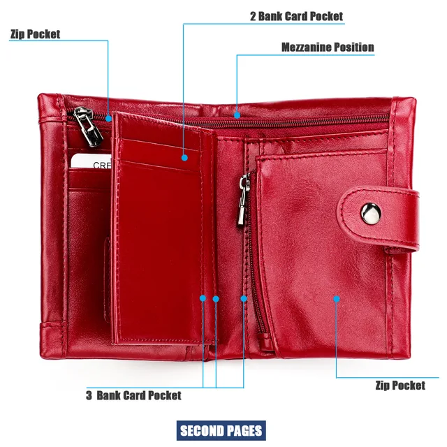 100% Genuine Leather Wallet  RFID Blocking Vertical Business Card Holder Coin Purse Money Bags Wallets for Men and Women 4