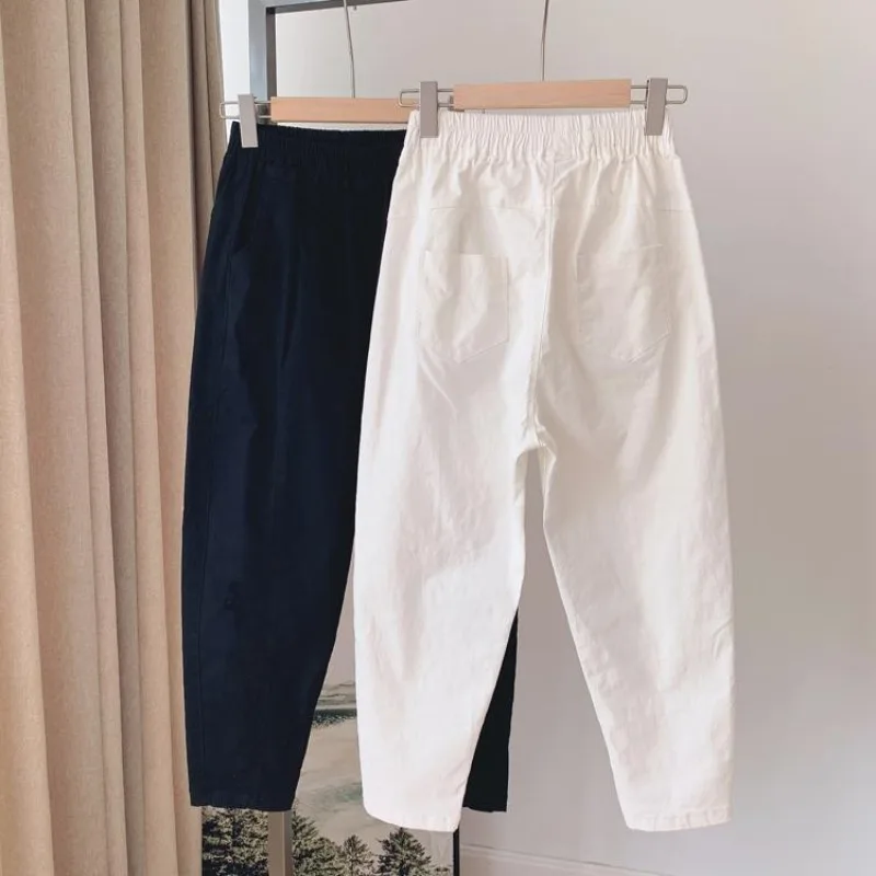 Простая Повседневная летняя однотонная потертая Женская эластичная высокая