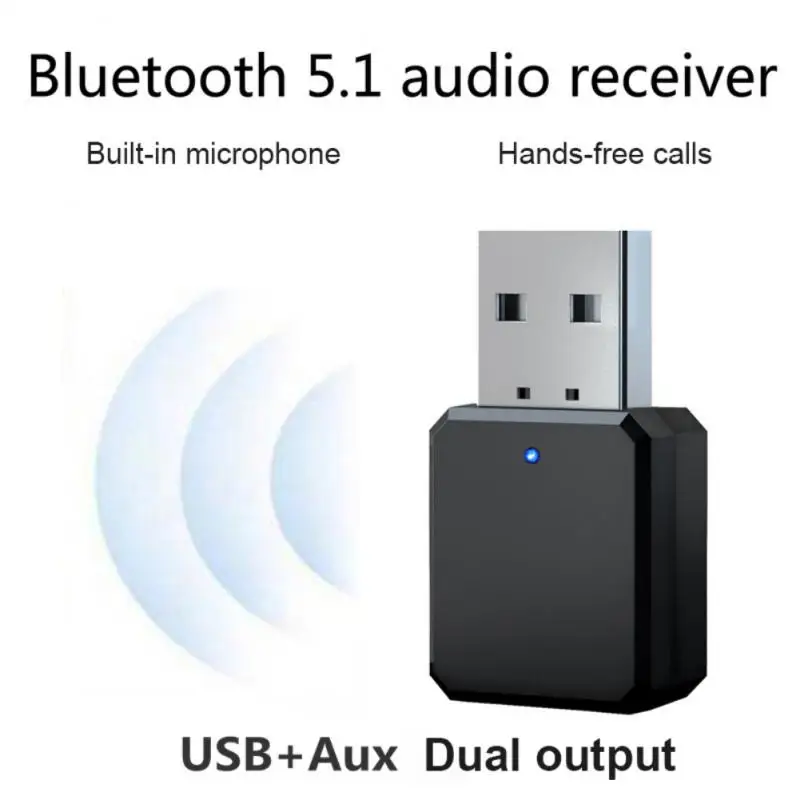 

Mini -compatible USB Wireless 5.1 Audio Receiver Adapter Music Speakers Hands-free Calling 3.5mm AUX Car Stereo