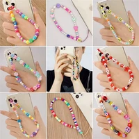 ethnic resin acrylic fruit charm phone chain jewelry for women phone lanyard clay evil eye star phone case strap diy accessories