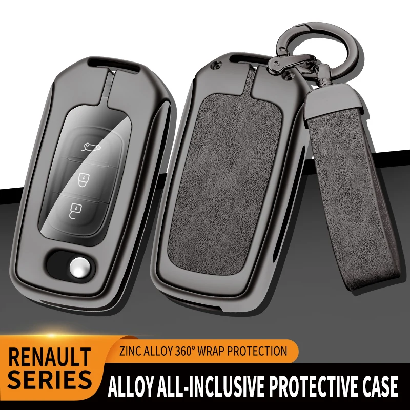 

Zinc Alloy Leather TPU Car Fold Remote Key Bag For Renault Logan 2 Stepway Sandero Clio 5 Arkana Captur Kadjar 2019 2020 2021