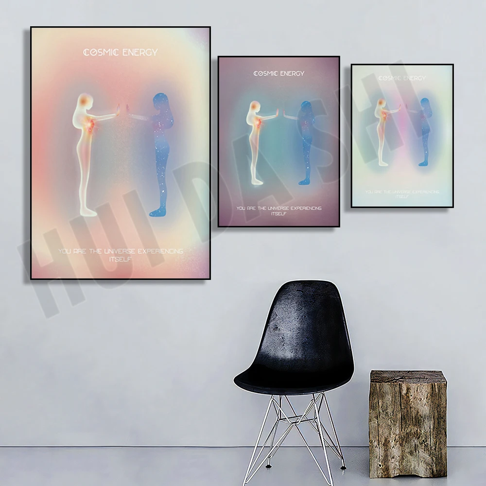 Космическая Энергия оригинальный градиент Художественная печать сиреневая мята
