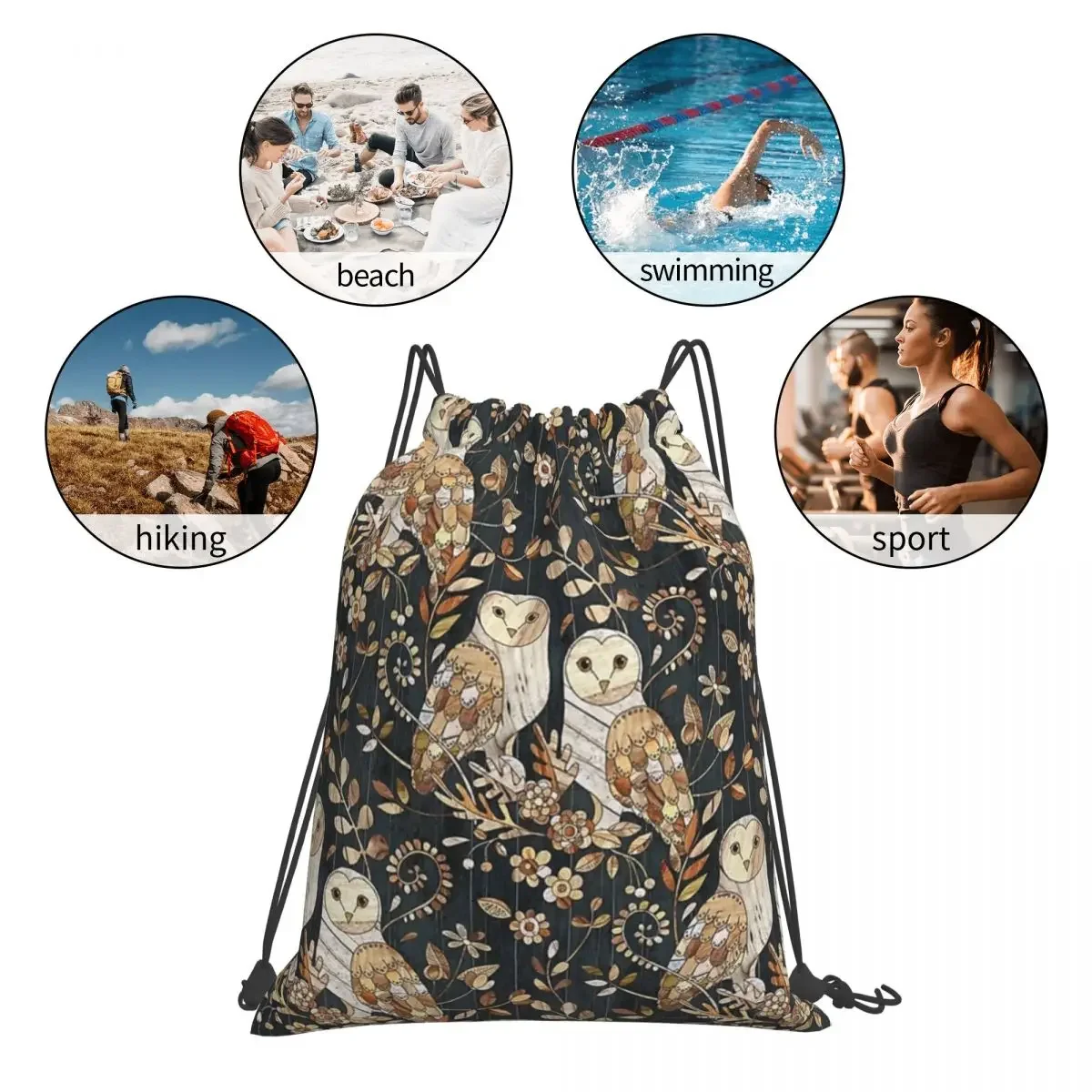 Деревянный рюкзак с коллажем в виде совы из страны чудес портативные сумки на