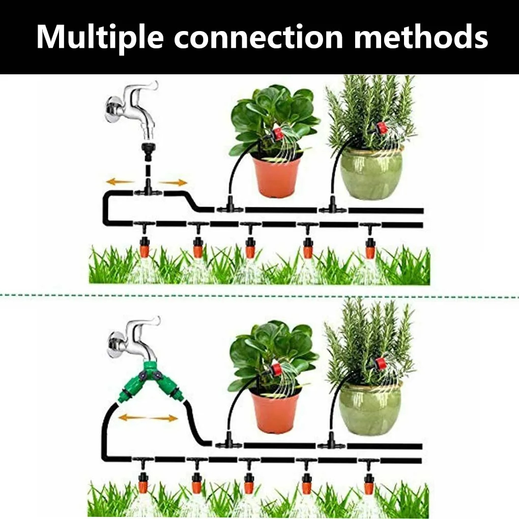 

Garden Irrigation Kit Watering Gardening Sprinkler Water Hose Tube Outdoor Planter Reusable Adapter Spikes Dripping