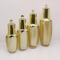 30ml50ml80ml100ml capacity empty gold color crown shape acrylic material lotion bottle with pump and cap