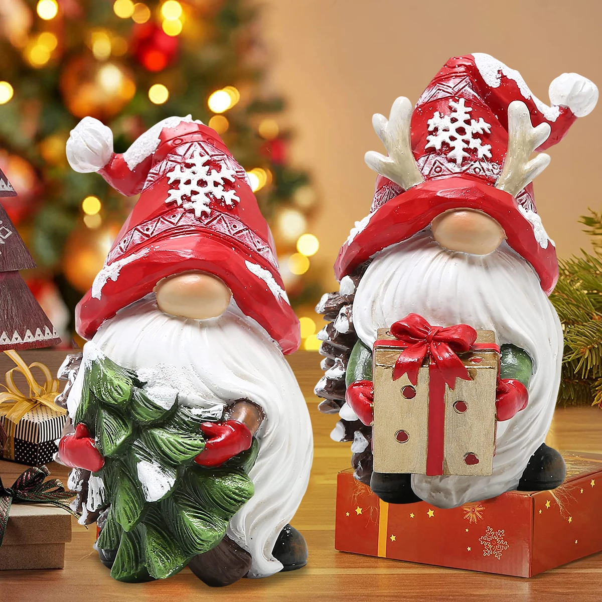 

1/2 шт., новогодние статуэтки гном из смолы