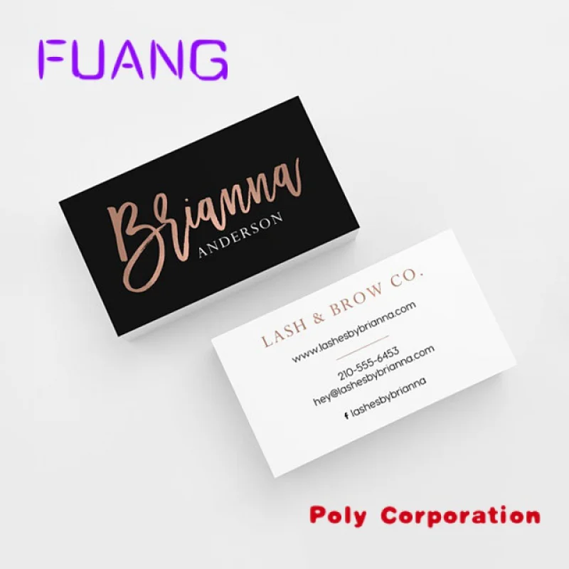 

Rose gold plated foil black stock paper printing letterpress business cards