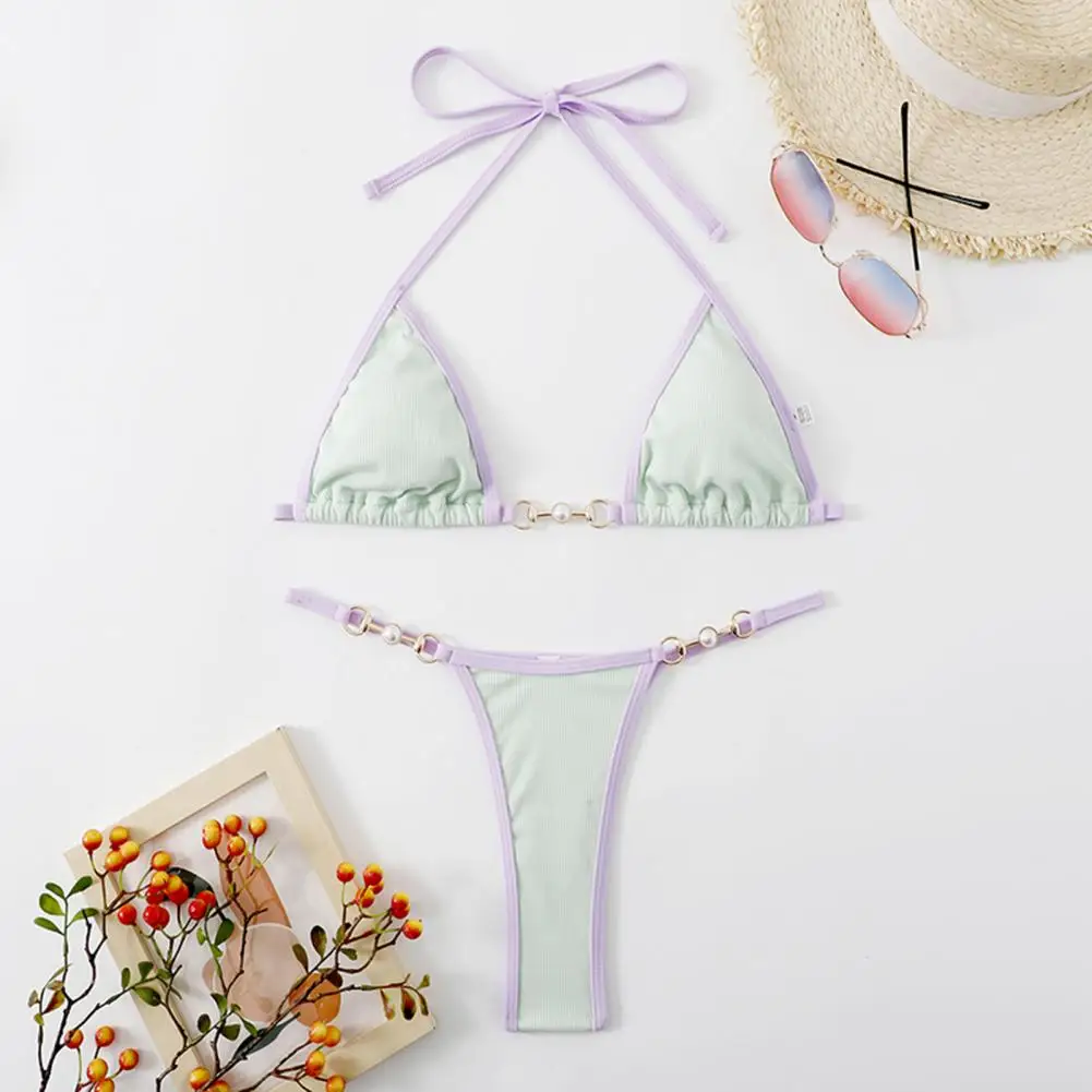 

2 шт./комплект, женский купальный костюм с искусственным жемчугом