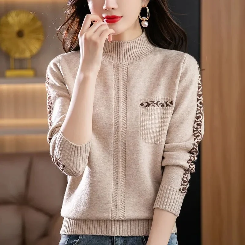 Свитер с высоким воротником женские осенне-зимние топы корейский облегающий