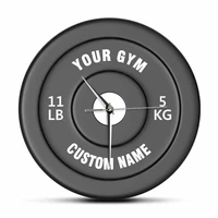 custom gym name weight plate print wall clock for fitness center bodybuilding workout wall watch personalized clock trainer gift