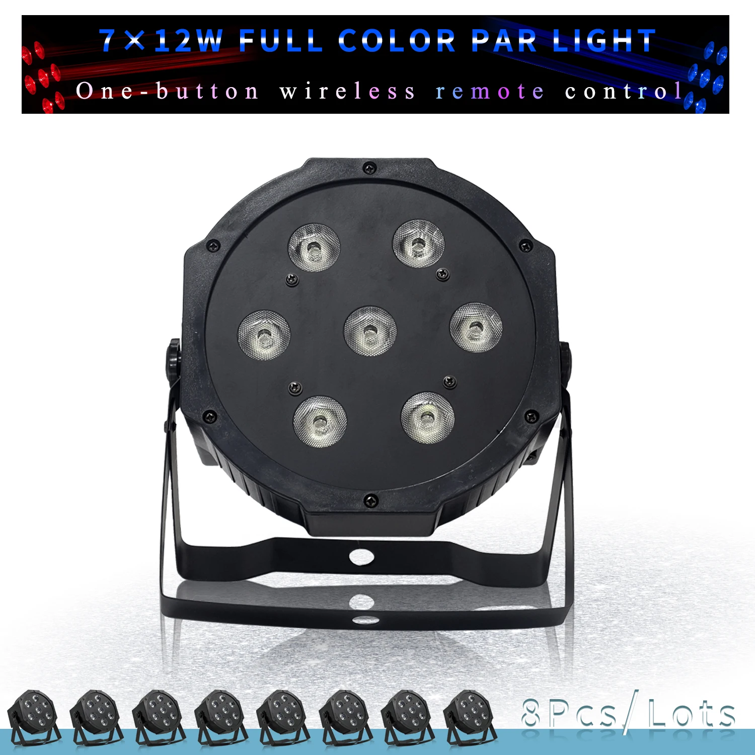 

8Pcs/lots 7x12W RGBW 4 in 1 LED Wireless Remote Control Par Lights Birthday Party Cinema Wedding DJ Disco Stage Lighting