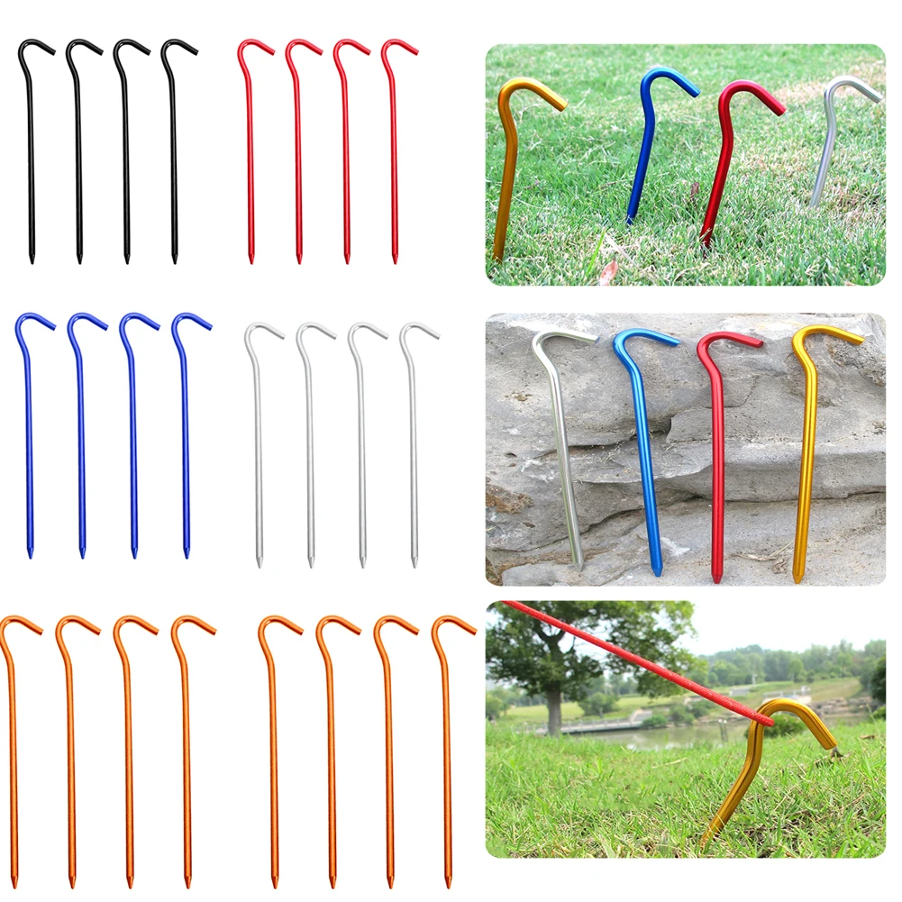 

4-8 шт., колышки для палатки из алюминиевого сплава, с крючками