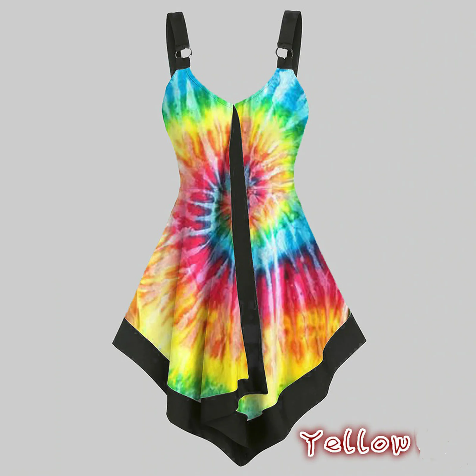 

New Summer Womens Tie-dye Blouses tops Ladies Sexy cami Swing Vest Clubwear Blouses Skirts Tank Tops irregular cut out Shirts