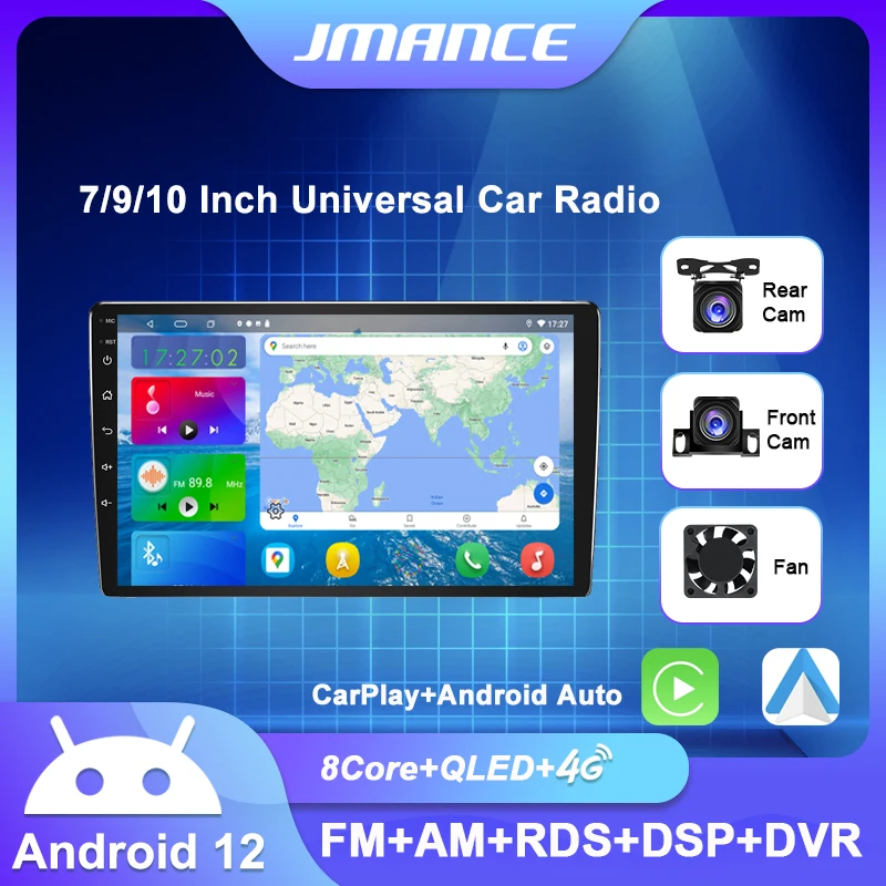

JMANCE 7/9/10'' 2 Din Android12 Car Radio Multimedia Video Universal Stereo Carplay GPS For Volkswagen Nissan Hyundai Kia Toyota