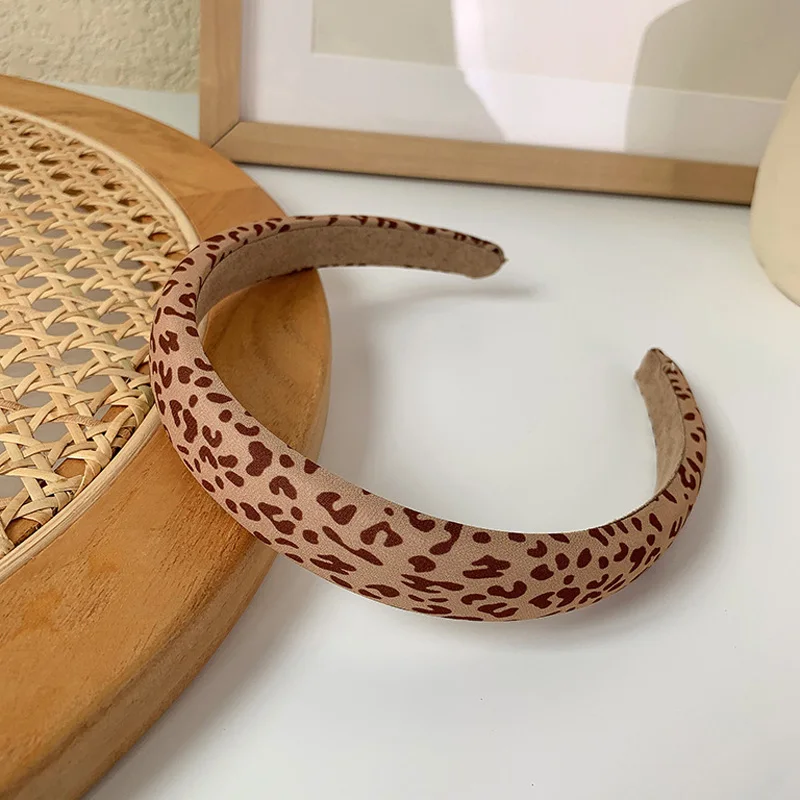 Модные широкие повязки для волос с леопардовым принтом женщин головной убор