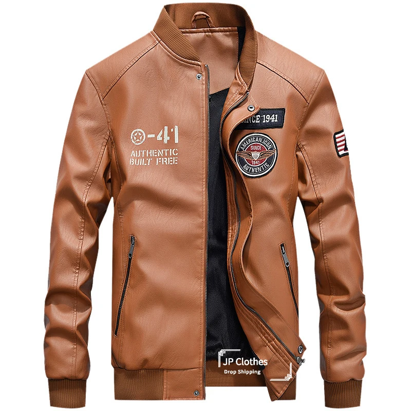M~4XL Large Size Men's Spring and Autumn New PU Leather Jacket Baseball Collar Tide Men's Leather Jacket Smart Casual Jacket