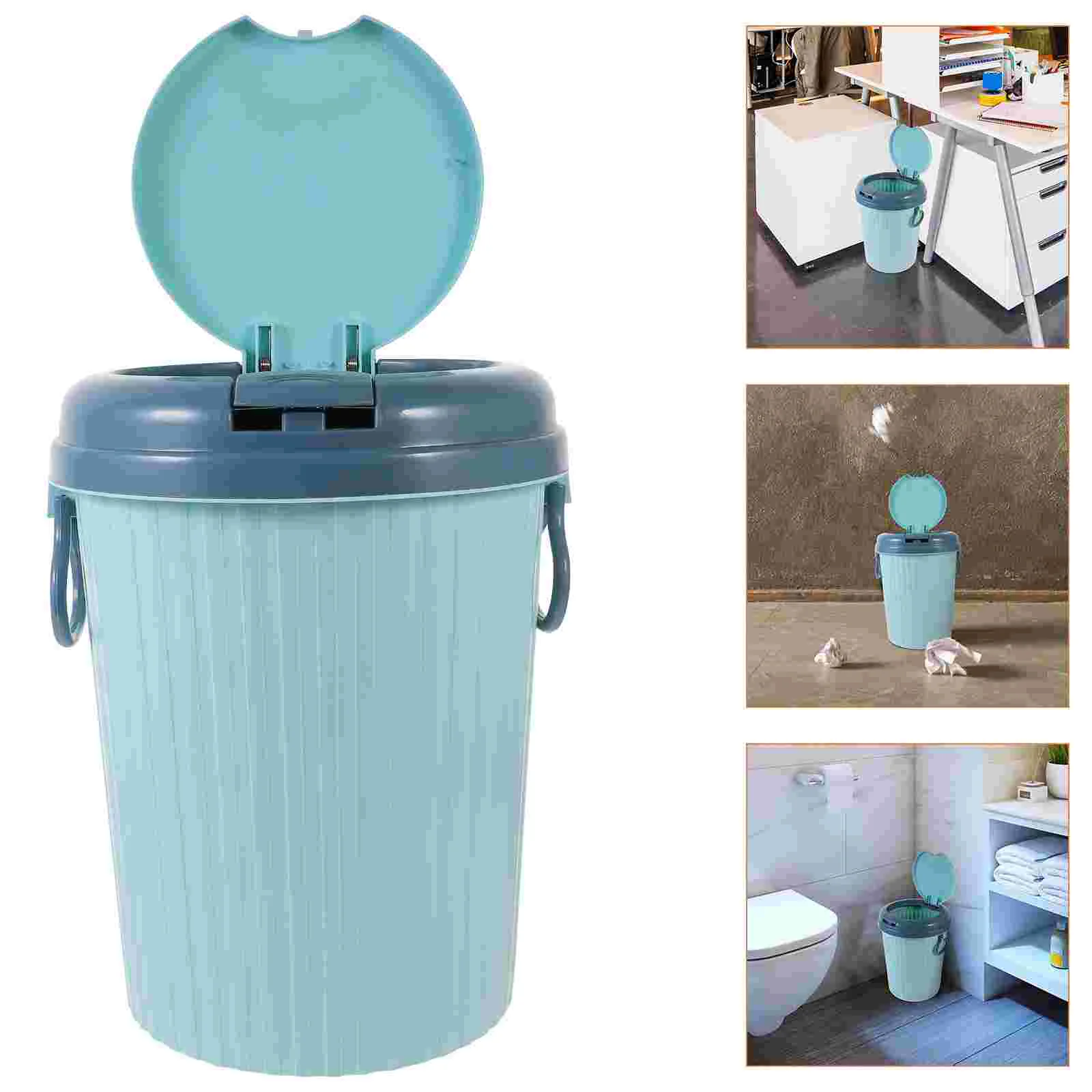 

Household Kitchen Trash Can Office Trashcans Bedroom Garbage Bin Plastic With Lid