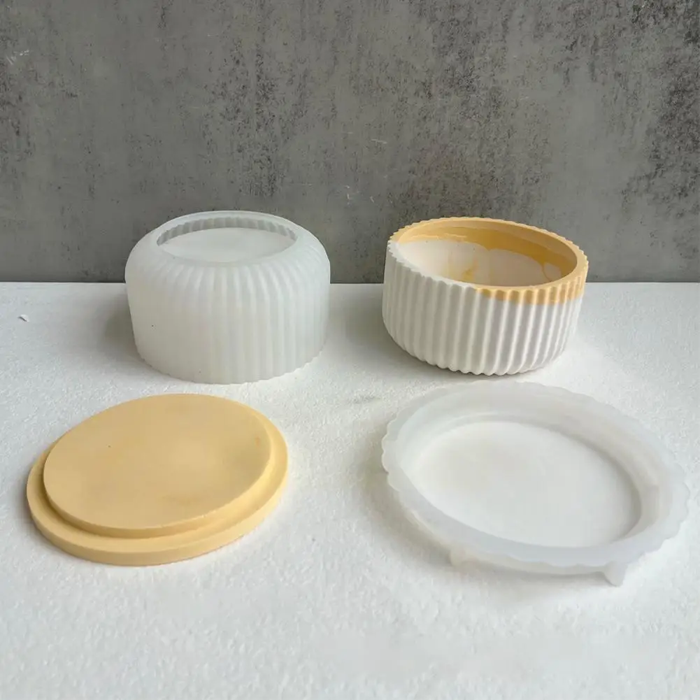 

Diy Concrete Candle Cup Silicone Mold For Candle Cup Candlestick With Lid Terrazzo Cement Candle Jar Mold Epoxy Box With Co H8h7