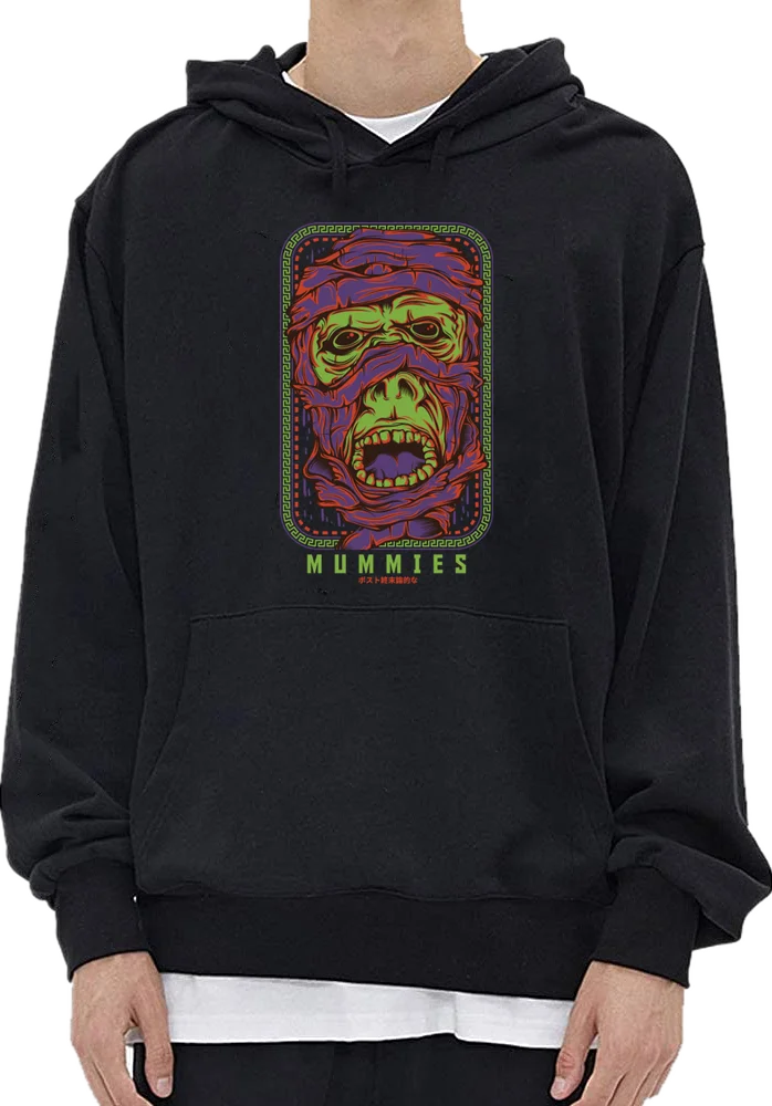 

Spring and autumn new men's all-match cartoon gorilla print casual simple round neck long-sleeved hooded sweater