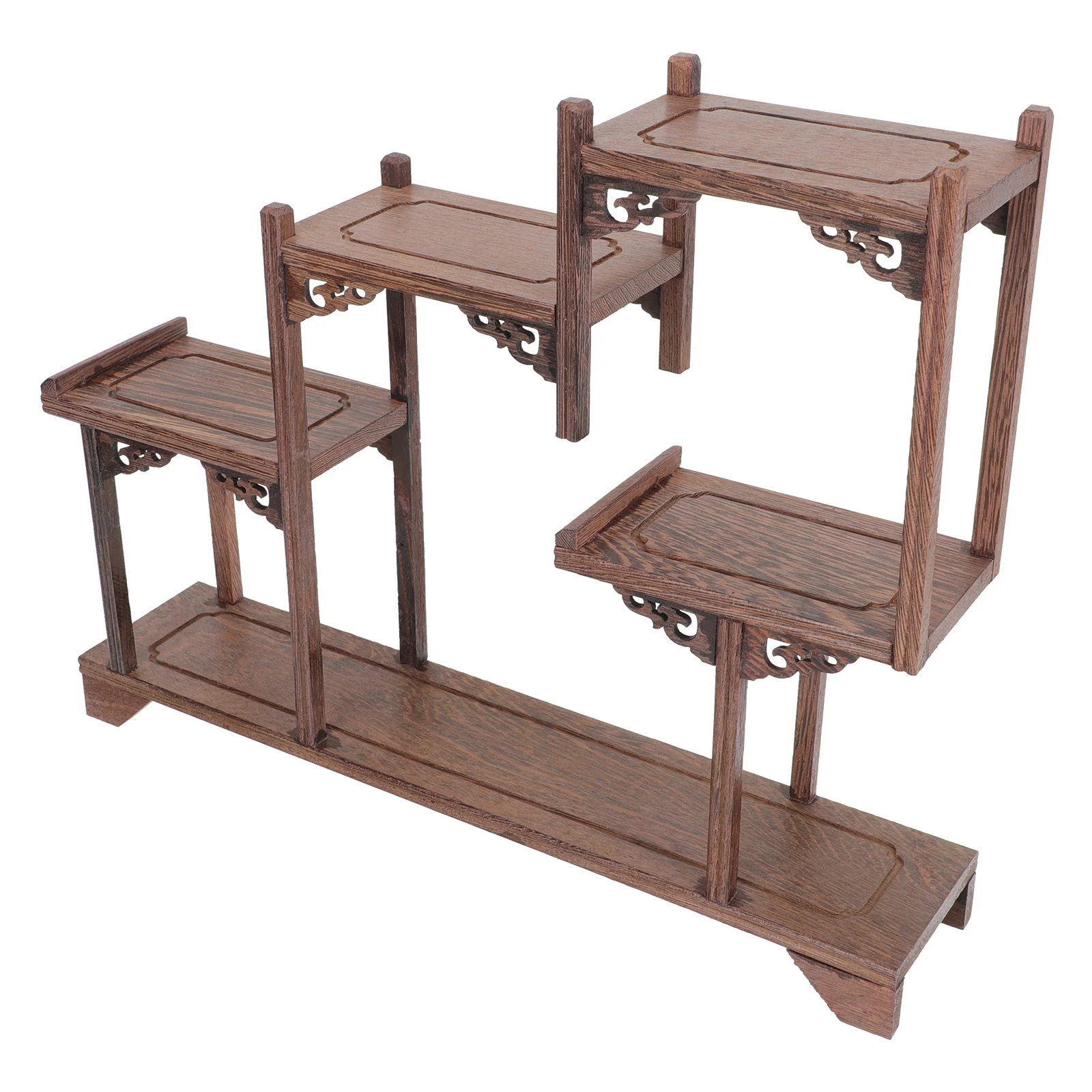 

Artistic Wooden Display Rack Ornament Multi-layers Showing Stand Desktop Rack Ornament