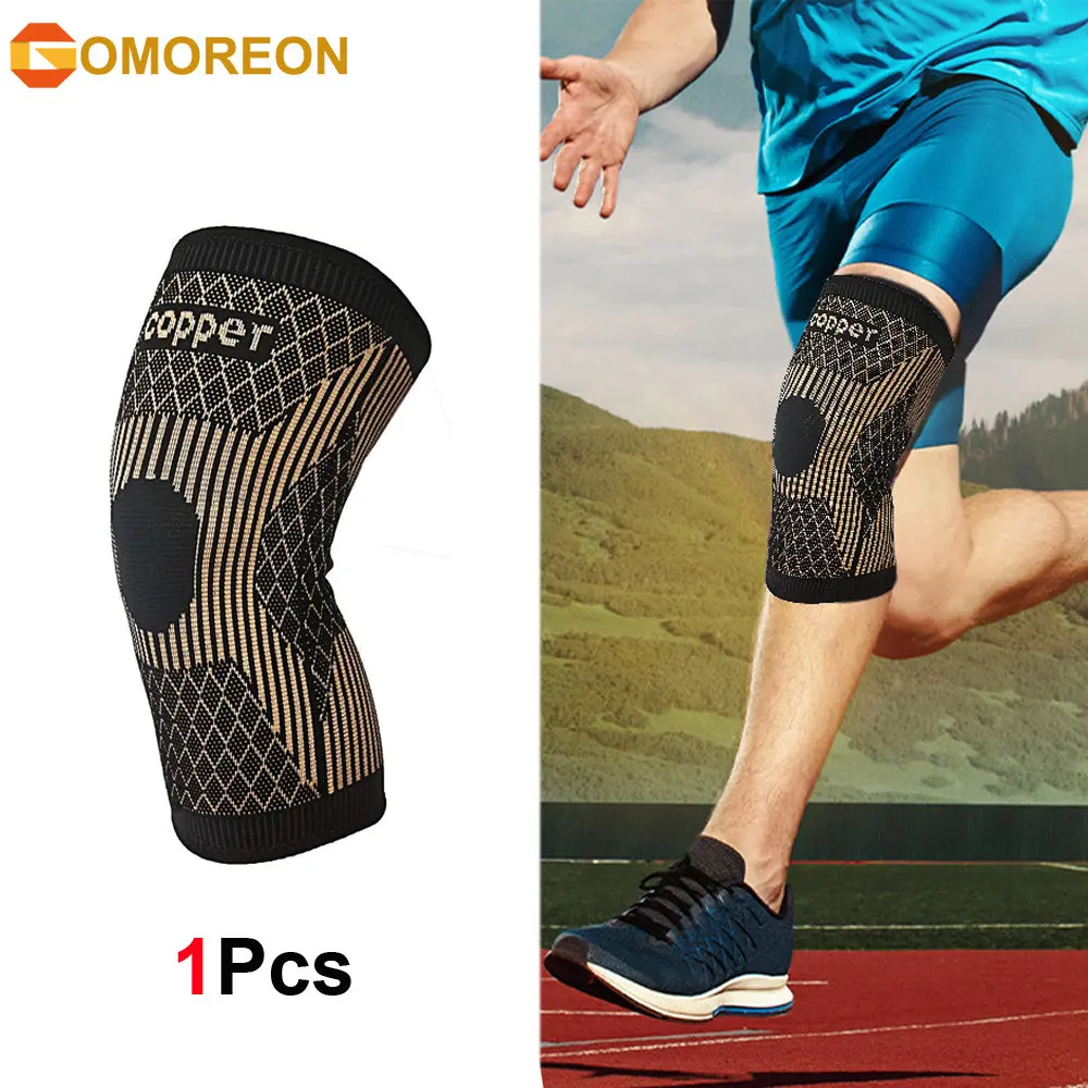 1Pcs Copper Knee Compression Sleeve Copper Knee Brace for Knee Pain, Arthritis, ACL, Workout, Sports and Recovery Support