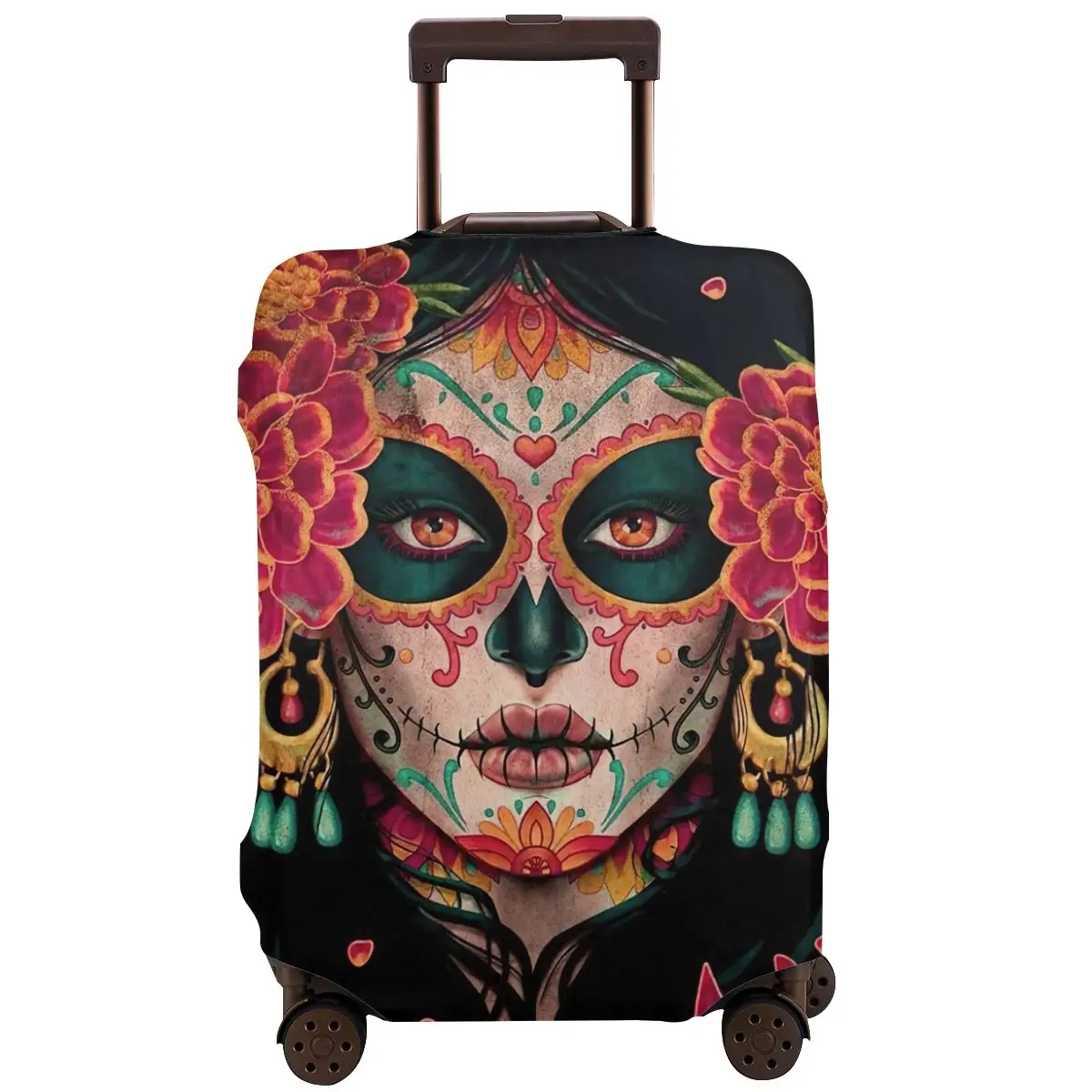 

Sugar Skull Halloween Travel Luggage Protective Case Washable Suitcase Luggage Cover Thicken Dust Case Protector Baggage