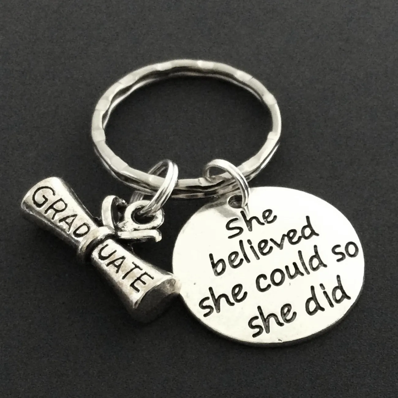 

She Believed She Could So She Did Graduate Keyring Keychain Charm Creative Women Jewelry Accessories Pendant Gifts Fashion