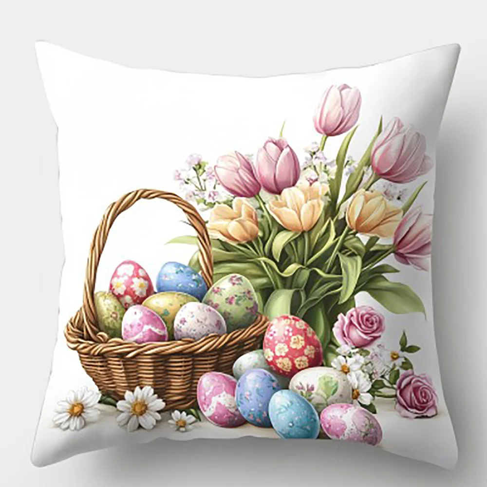 

1/4 шт. наволочек на тему Пасхи с изображением кролика, цыпленка, ягненка, яиц, чехлы для подушек для дивана, кровати, декор для дома и спальни