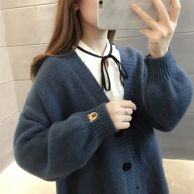 Вязаный кардиган куртка Новинка весна-осень 2023 Корейская версия свободный