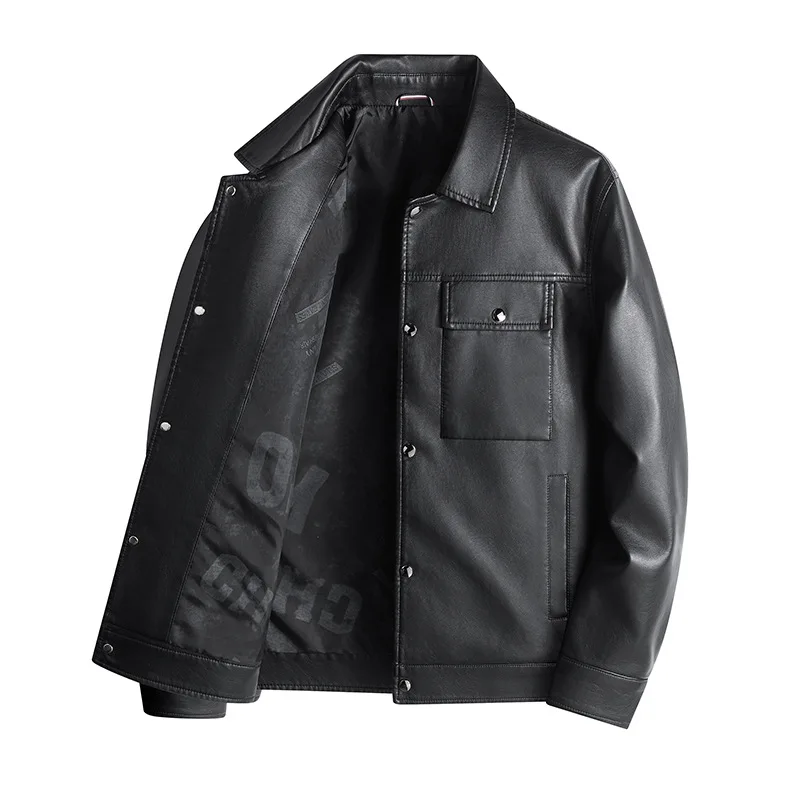 Новый мужской продукт 2024 повседневная мода куртка из искусственной кожи с