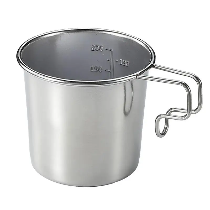 

Stainless Steel Camping Mug 210ml Outdoor Travel Drinking Mugs With Handle Large Mouth Cup For Hiking Climbing Backpacking