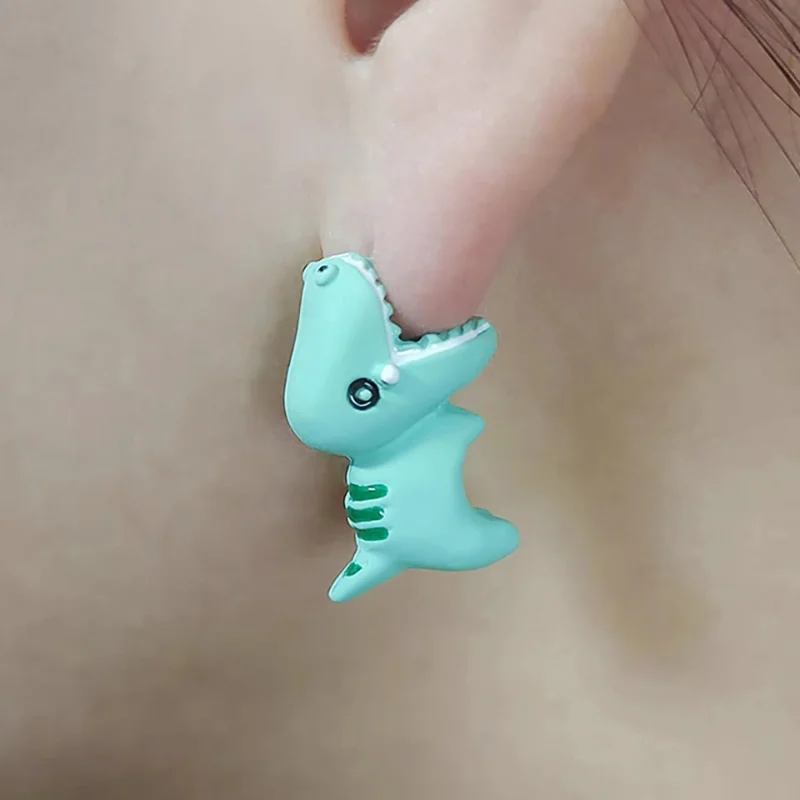 

1Pair Cartoon Animal Stud Earring For Women Cute Dinosaur Shark Whale Resin Earrings Fashion Clay Bite Ear Jewelry Gifts