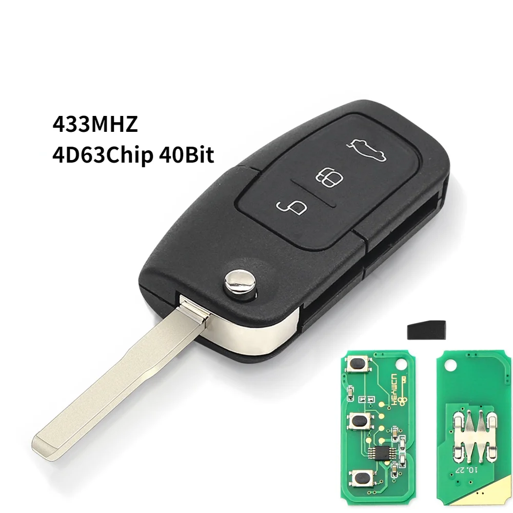

Ключ KEYYOU HU101/FO21 для Ford Fusion, Focus, Mondeo, Fiesta, Galaxy, HU101, автомобильный флип-ключ с лезвием, чип 4D60/4D63, 433 МГц, дистанционный ключ «сделай сам»