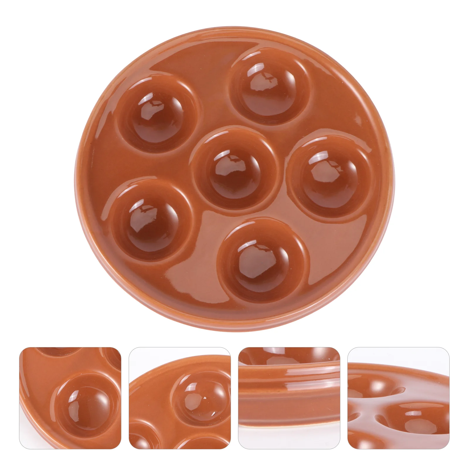 

Escargot Plate Ceramic Snail Baking Dish 6 Compartment Holes Scargot Holder