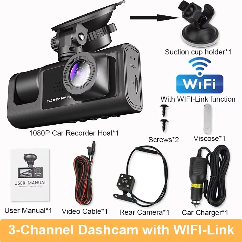 

Автомобильный видеорегистратор с 3-объективом HD 1080P внутри автомобильной видеорегистратор Трехсторонний передний и задний видеорегистратор Видеорегистратор Видеорегистратор Видеорегистратор