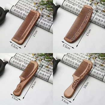 NEW IN Peach Solid Wood Comb Engraved Peach Wood Healthy Massage Anti-Static Comb Hair Care Tool Beauty Accessories 3