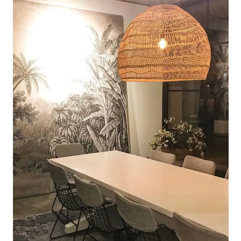 

Подвесные светильники из ротанга ручной работы в стиле ретро, лампы в китайском стиле для гостиной, спальни, домашний декор, светодиодные ос...
