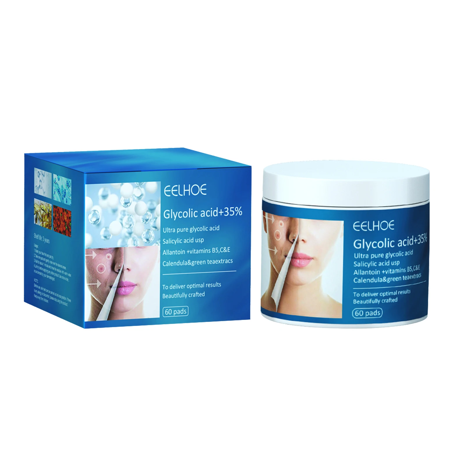 

60 подушечек, натуральные ингредиенты, средство от прыщей и предотвращение прыщей, отшелушивающие подушечки для жирной комбинированной кож...