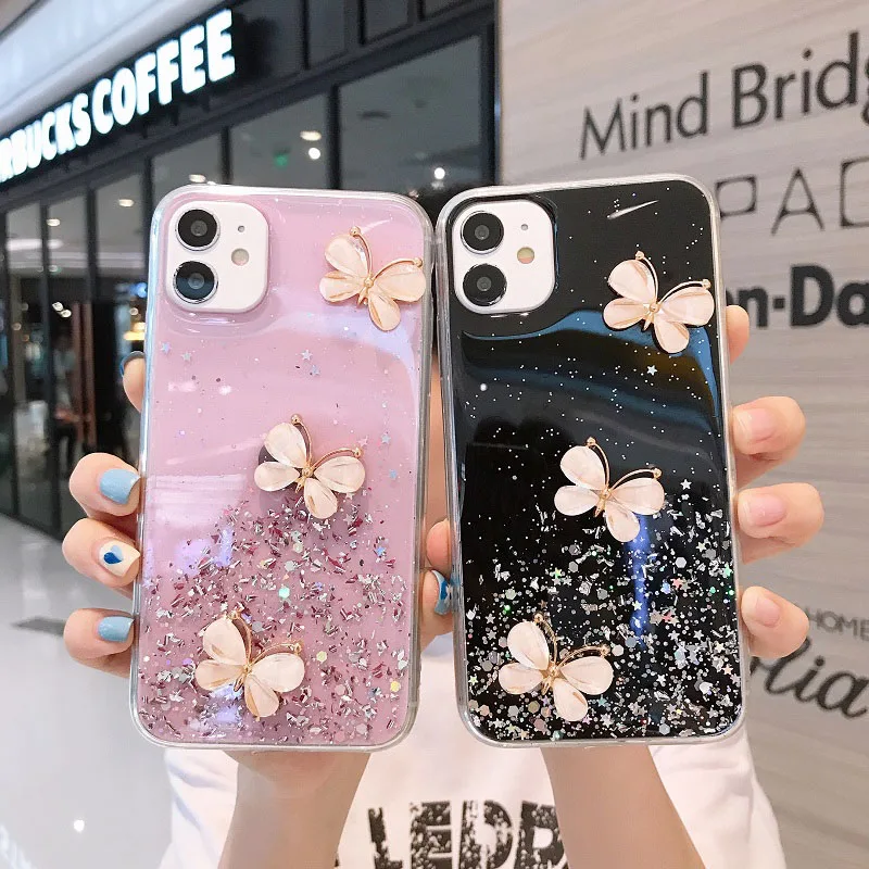 

For Iphone 13 Pro Max Case For Iphone 11 12 13 Pro Max 7 8 6 6S Plus X XS Max SE 2020 12 Mini Luxury Metal Butterfly Back Covers