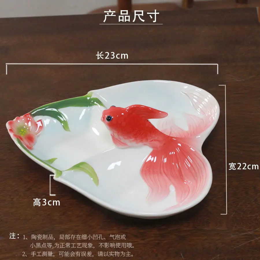 

Китайская керамическая глубокая тарелка Koi, домашняя 3D рельефная овощная тарелка, глубокая суповая тарелка, миска с железной рыбкой, символизирование удачи, счастья